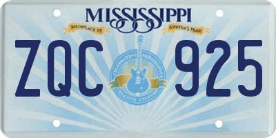 MS license plate ZQC925