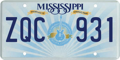 MS license plate ZQC931