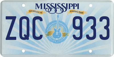 MS license plate ZQC933