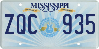 MS license plate ZQC935