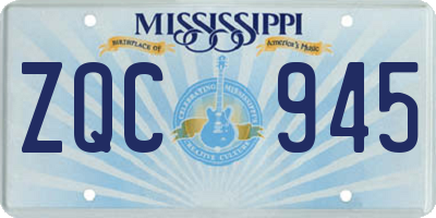 MS license plate ZQC945