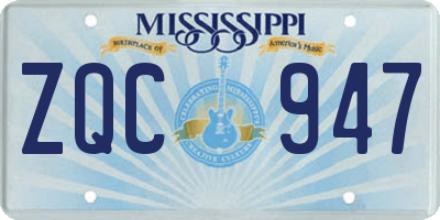 MS license plate ZQC947