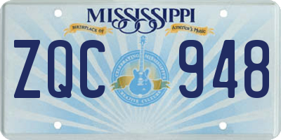 MS license plate ZQC948
