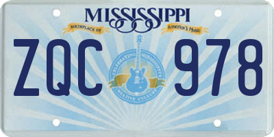 MS license plate ZQC978