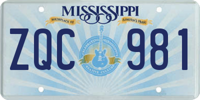 MS license plate ZQC981