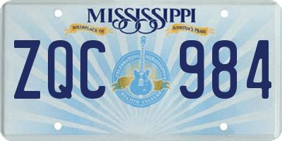 MS license plate ZQC984