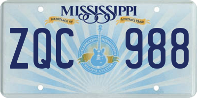 MS license plate ZQC988