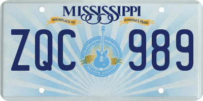 MS license plate ZQC989