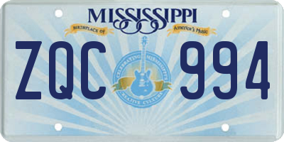 MS license plate ZQC994