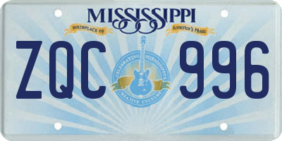 MS license plate ZQC996