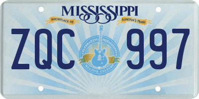 MS license plate ZQC997