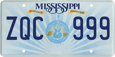 MS license plate ZQC999