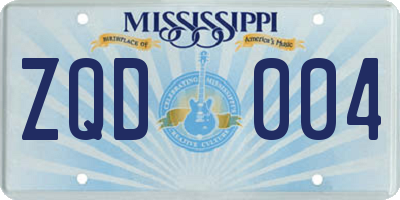 MS license plate ZQD004