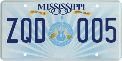 MS license plate ZQD005