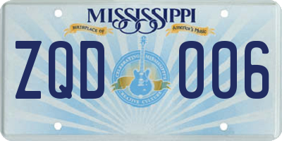 MS license plate ZQD006