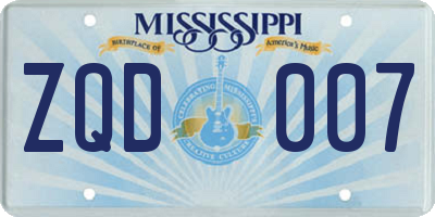 MS license plate ZQD007