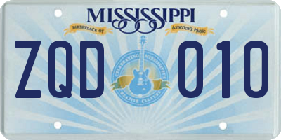 MS license plate ZQD010