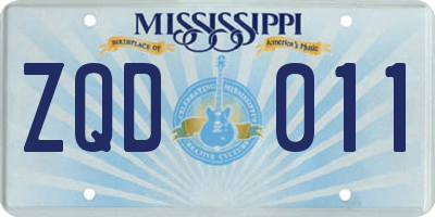 MS license plate ZQD011