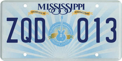 MS license plate ZQD013