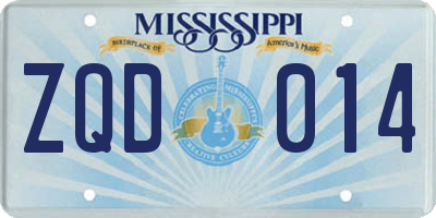 MS license plate ZQD014