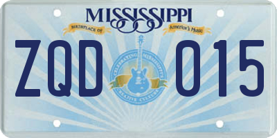MS license plate ZQD015