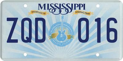 MS license plate ZQD016