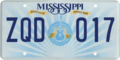 MS license plate ZQD017