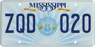 MS license plate ZQD020