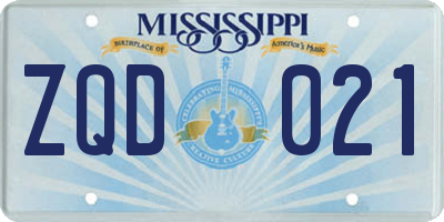 MS license plate ZQD021