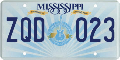 MS license plate ZQD023