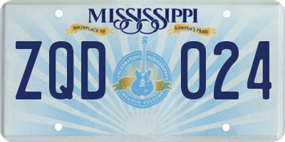 MS license plate ZQD024