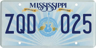 MS license plate ZQD025
