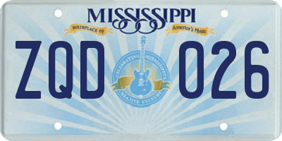 MS license plate ZQD026
