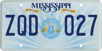 MS license plate ZQD027