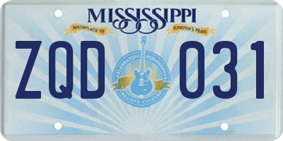 MS license plate ZQD031