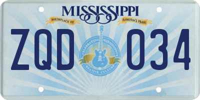MS license plate ZQD034
