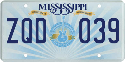 MS license plate ZQD039