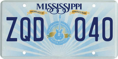 MS license plate ZQD040