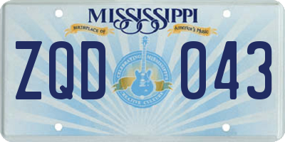 MS license plate ZQD043