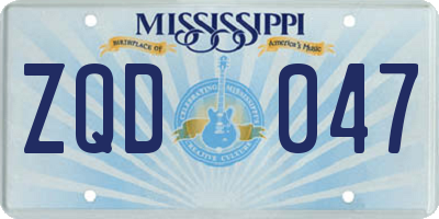 MS license plate ZQD047