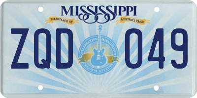 MS license plate ZQD049