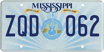 MS license plate ZQD062