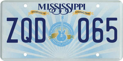 MS license plate ZQD065
