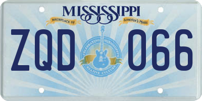 MS license plate ZQD066