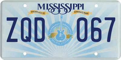 MS license plate ZQD067