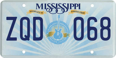 MS license plate ZQD068