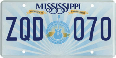 MS license plate ZQD070