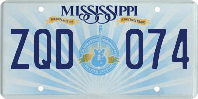 MS license plate ZQD074
