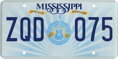 MS license plate ZQD075