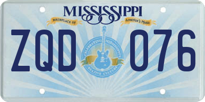 MS license plate ZQD076